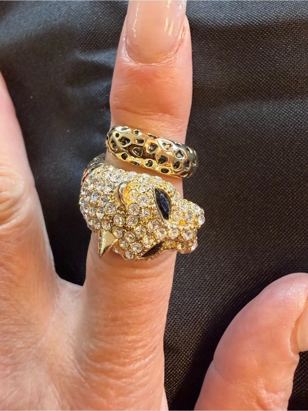 Park Lane Crystal Leopard Wrap Statement Ring Size 8 Retired